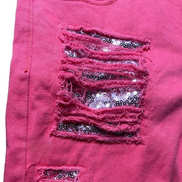 Guess Jeans l Girl’s Jean shorts l Coral Sequin l 5-pocket l Distressed l 12 - Picture 8 of 11